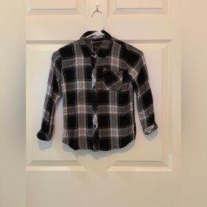 Little Rails Black and White Plaid Button-Up Shirt.  Girls Size-8-9